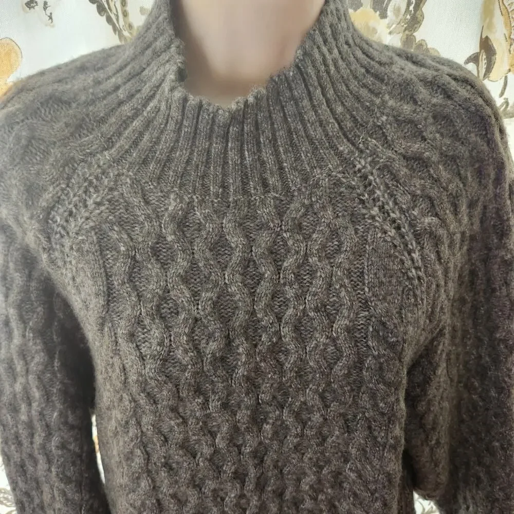 A New Day Ski Sweater Womens Medium Gray High Neck Wool Blend